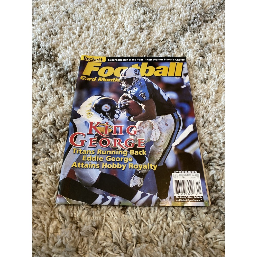 Beckett Football Card Monthly January 2001 Eddie George cover Kurt Warner Back